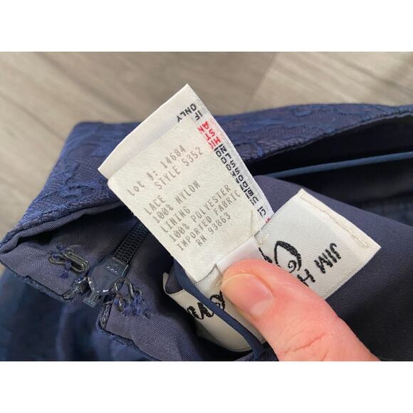 Jim Hjelm Occations Dress Women's 10 Navy One Shoulder Lace Cocktail Open Back - Picture 8 of 8